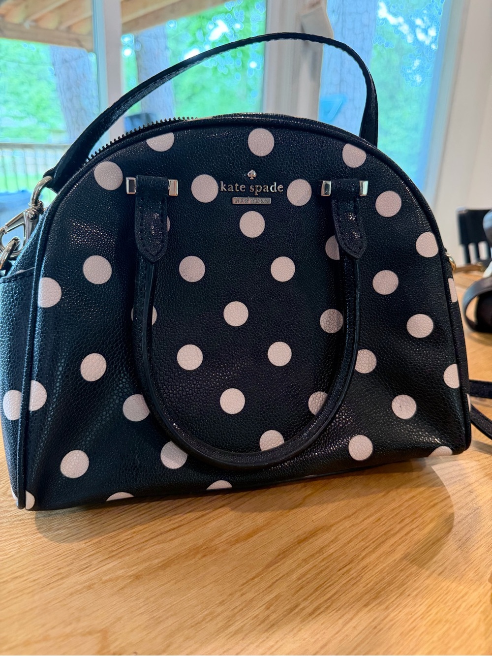 kate spade Black and White Polka Dot Dome Satchel